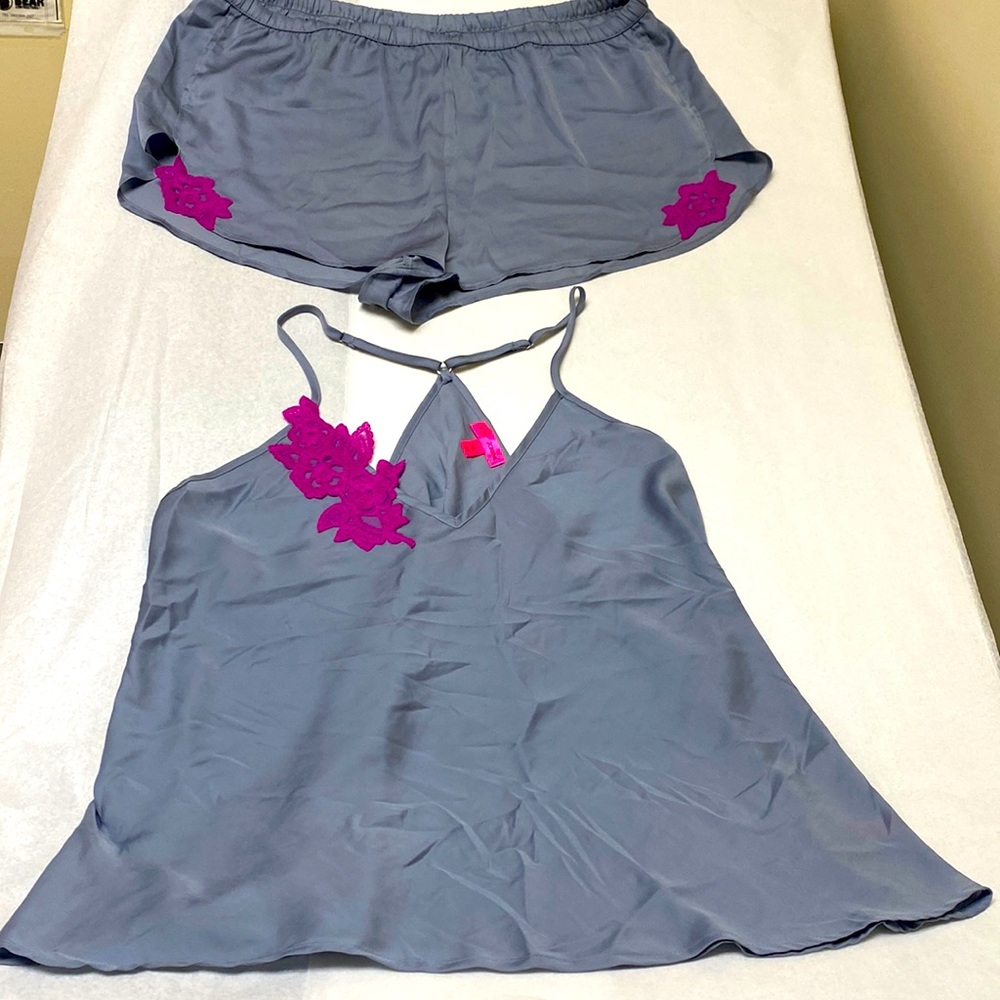 Betsey Johnson Floral-Embroidered Pajama set